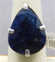 Sterling Silver blue stone ring, size 8.