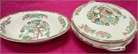 SW - ASIAN PORCELAIN DISH & COVERED BOWL (R68)