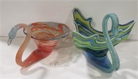 Color glass bird bowls