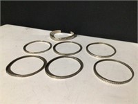 (7) Sterling Bracelets Lot- Cuff & Bangle