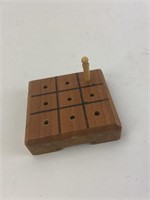 Vintage Wooden Travel Tic-Tac-Toe Peg Board Game