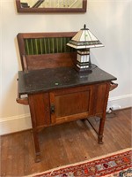 Antique Marble Top Washstand with Tile Splash