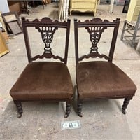 Victorian Upholstered Budoir Chair PAIR-2 pc (ER)