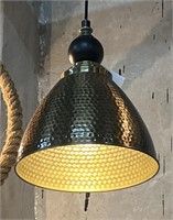 Gold Tone Hammered Metal Pendant Lamp