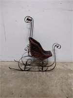 Vintage Wicker and Iron Sleigh