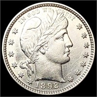 1892 Barber Quarter CHOICE AU