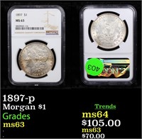 NGC 1897-p Morgan Dollar $1 Graded ms63 By NGC