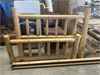 Full size log bed: headboard, footboard, & rails