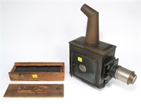 13" E.P. Magic Lantern with 12 slides in wooden