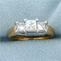 1ct TW 3 Stone Princess Diamond Anniversary or Eng