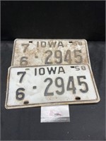 1958 Iowa License Plates