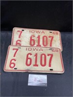 1968 Iowa License Plates