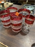 Kings Crown Cranberry Cordial Glass 6 Fruit Bowls