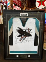 35 x 42” 2000 San Jose Sharks Team Signed Jersey