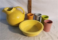 Fiestaware Mixed Colors: Pitcher, Serving Bowl