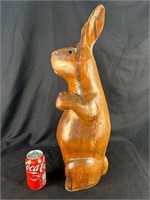 2 Foot Tall Wood Rabbit Statue