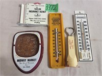Misc. Vintage Thermometers, Ashtray & More