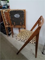 3 MCM cheetah print stakmore chairs