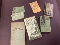 Girl Scout diaries, song book, cards, flower book