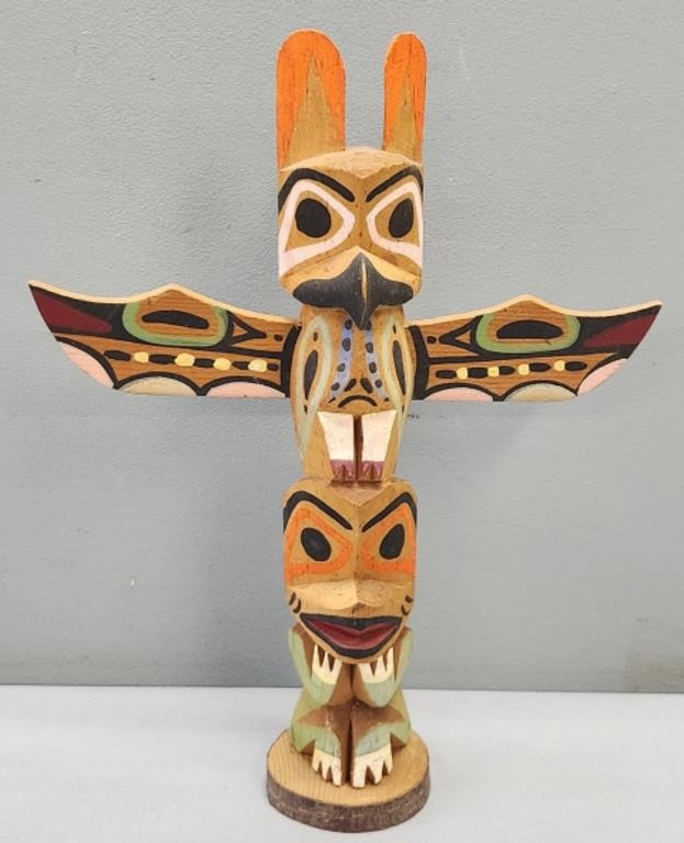 Pacific Northwest Carved Wood Totem