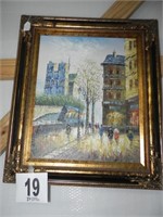 J. Bardot Signed Parisian Cafe Oil Painting