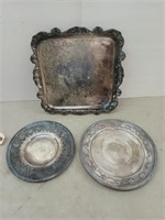 3 silver plate trays
