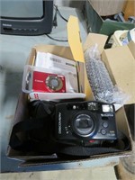 box of cameras - canon, fuji