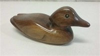 Nice Handcarved Wooden Duck Signed MM