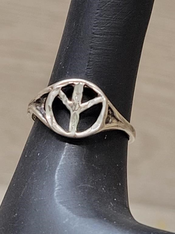 Sterling Peace Sign Ring