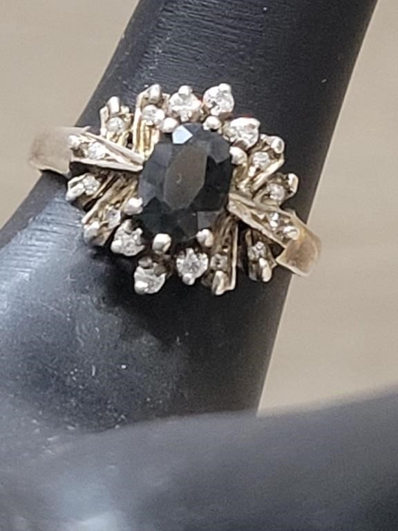 Sterling Onyx and CZ Ring