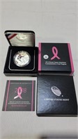 2018 U.S breast cancer silver proof dollar