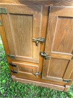 Antique Solid wood (possibly oak) Ice Box