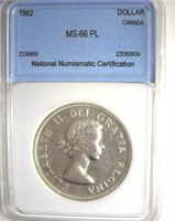 1962 Dollar NNC MS66 PL Canada