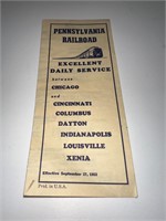 Pennsylvania railroad timetable 1953