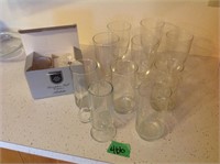 creamer/sugar in box, intial B on glasses, others