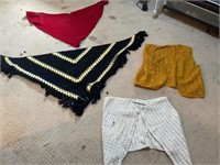 Crochet vests, and scarves