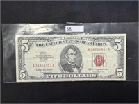 (1) 1963 Five Dollar US Note Red Seal