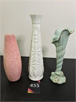 Tropic Sea Vase, Milk Glass Vase & Misc