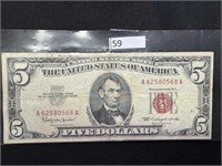 (1) 1963 Five Dollar US Note Red Seal
