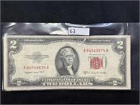(1) 1963 B Two Dollar US Note Red Seal