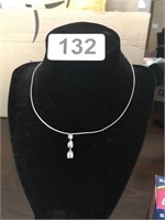 18" STERLING PAST, PRESENT, FUTURE NECKLACE W/ CZs