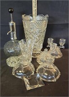 Vintage Diamond Design Glass Vase, Candle