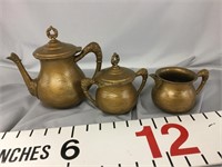 Rogers Silver co. Quadruple gold painted teapot