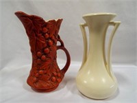 Vintage Art Pottery Vases - Orange with Grapes