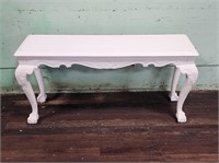 Painted White Claw Foot Console Table