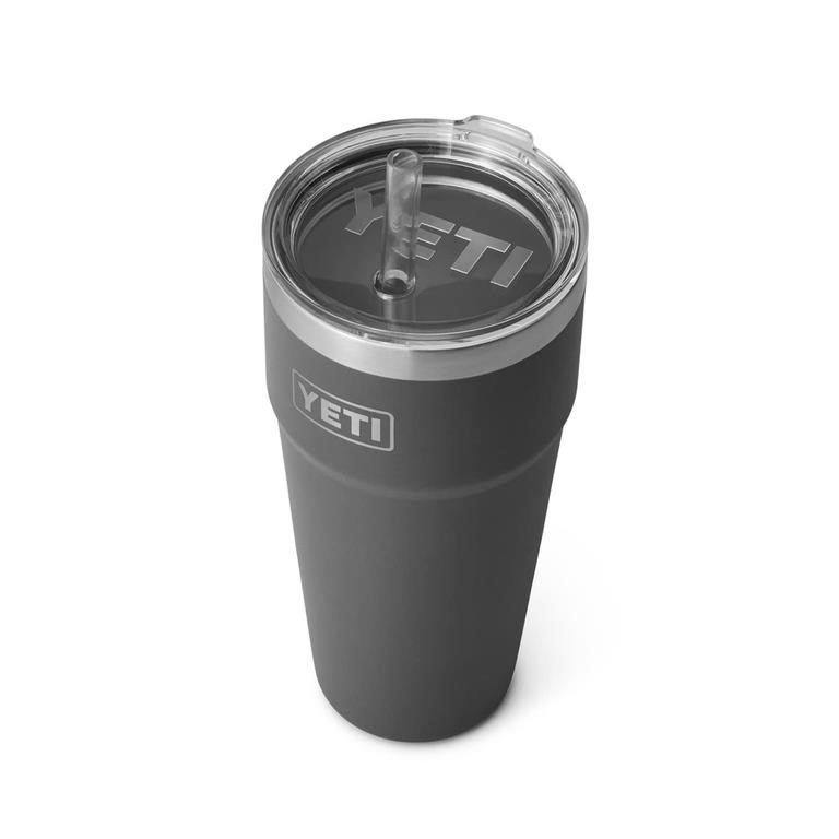 Yeti 26 Oz Rambler Straw Cup Charcoal & Stainless