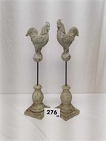 Pair of Rooster Decorative Stands