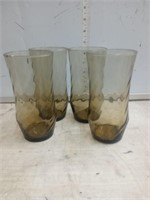 4 Vintage Libby smoked glass drinking glasses