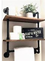 Industrial Pipe Bathroom Shelf,rustic Wood Wall