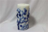 A Blue and White Candle